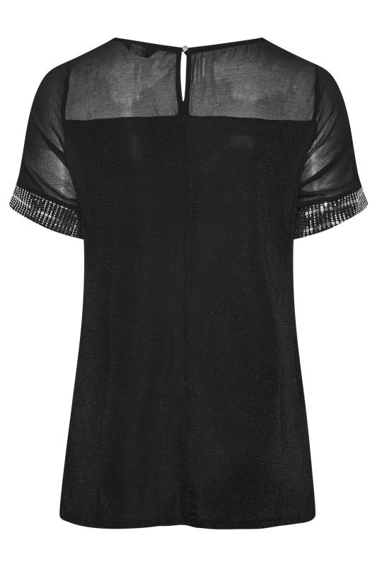 YOURS Plus Size Curve Black Chiffon Sequin Top | Yours Clothing  7