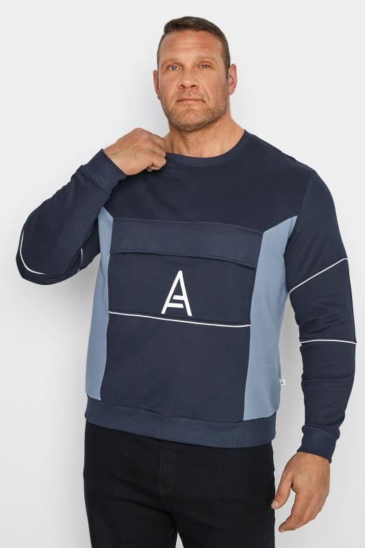 STUDIO A Big & Tall Navy Blue Pocket Sweatshirt 1