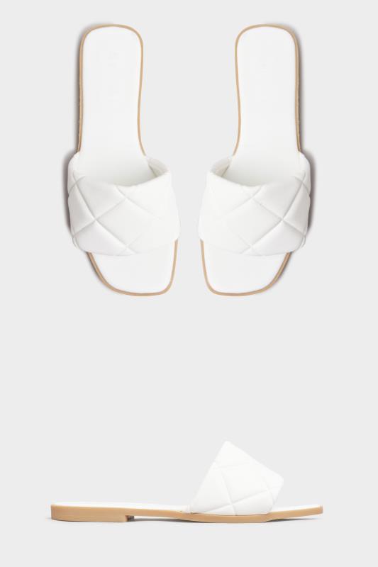 White Quilted Flat Mules in Regular Fit 3