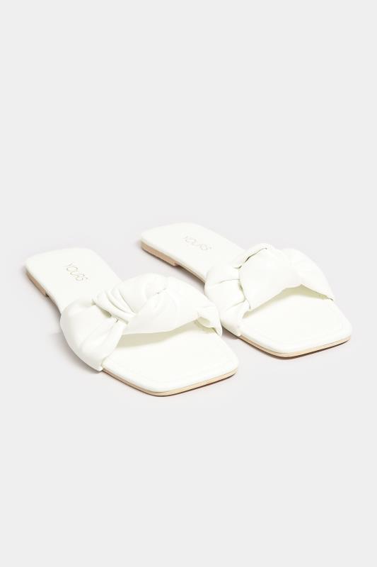 White Knot Mule Sandals In Extra Wide EEE Fit | Yours Clothing  2