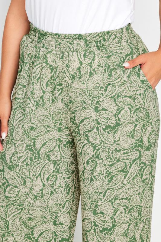 YOURS Plus Size Green Paisley Print Textured Trousers | Yours Clothing 4