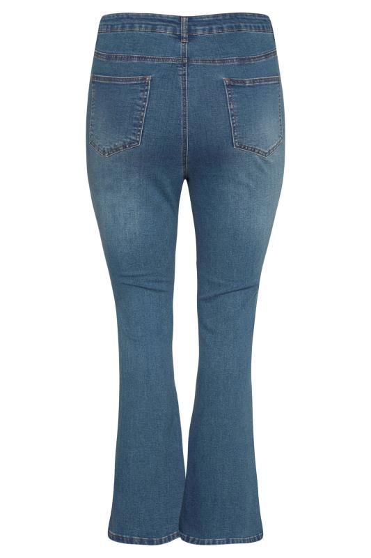 Mid Blue Washed Kick Flare Jeans 
