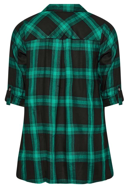 Curve Green & Black Checked Zip Top | Yours Clothing 7