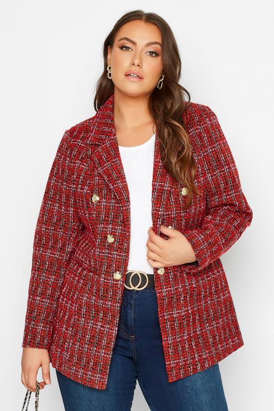 Curve Red Check Boucle Blazer 5