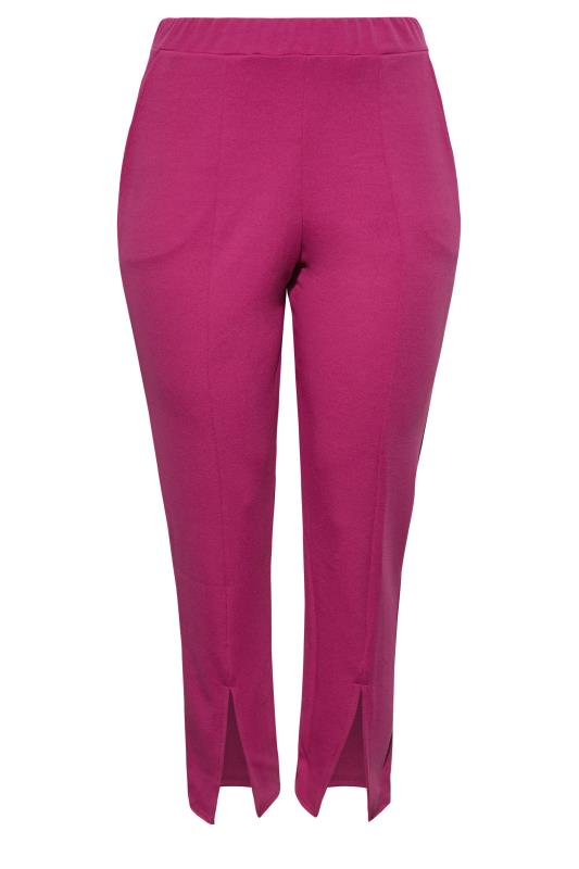 LIMITED COLLECTION Plus Size Dark Pink Split Hem Tapered Trousers | Yours Clothing  5
