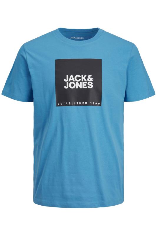 JACK & JONES Big & Tall Blue Square Logo T-Shirt | BadRhino 2