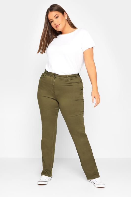 Tall Women's Khaki Green IVY Straight Leg Jeans | Long Tall Sally  2