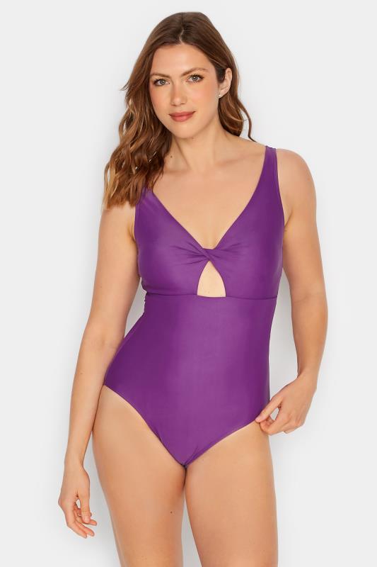 LTS Tall Purple Twist Cut Out Swimsuit | Long Tall Sally  1
