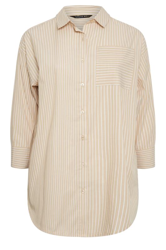 LIMITED COLLECTION Plus Size Natural Brown Striped Shirt | Yours Clothing 7