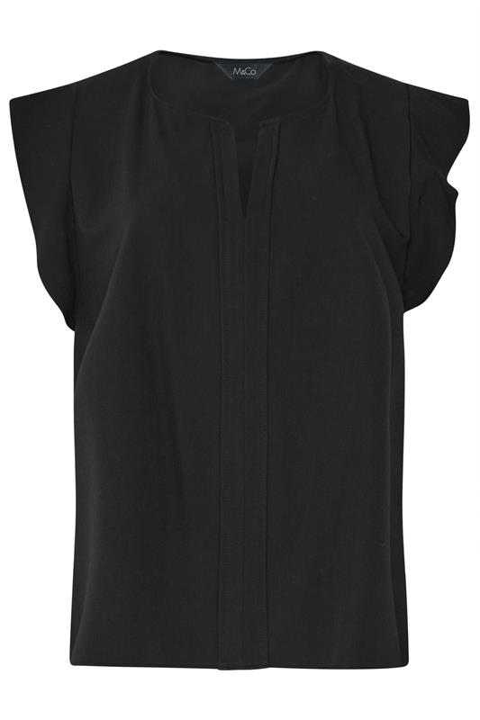 M&Co Black Frill Sleeve Pleated Blouse | M&Co 5