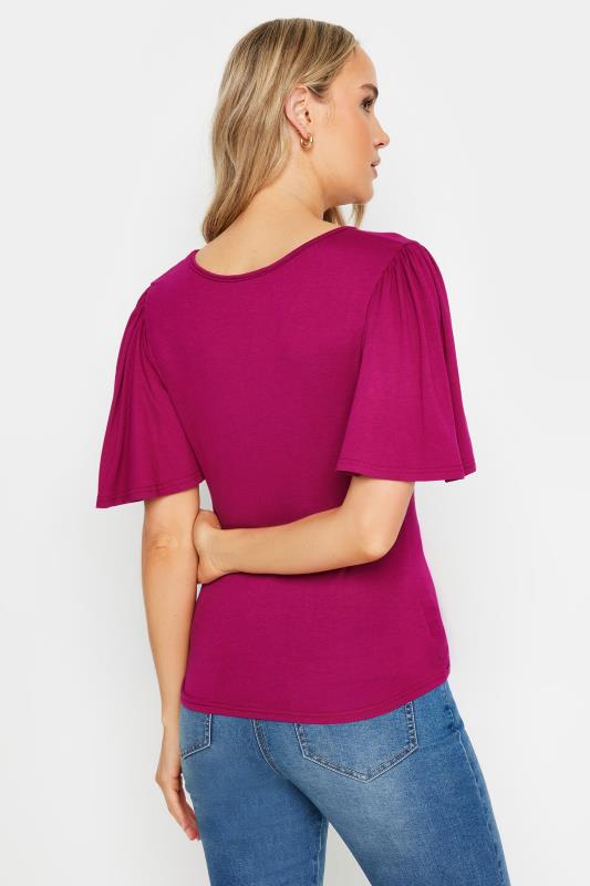 LTS Tall Berry Red Angel Sleeve Ruched Front Top | Long Tall Sally 3