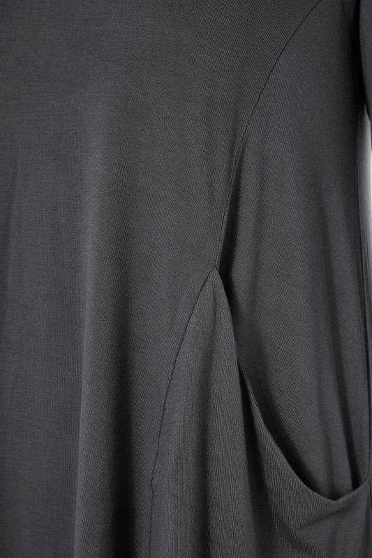Charcoal Grey Drape Pocket Midi Dress_Sr.jpg