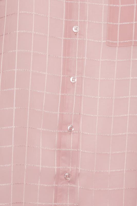 YOURS LONDON Plus Size Pink Check Chiffon Shirt | Yours Clothing 8
