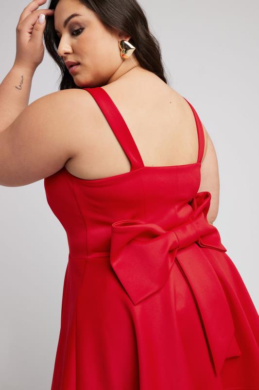 YOURS LONDON Plus Size Red Bow Back Peplum Top | Yours Clothing 4