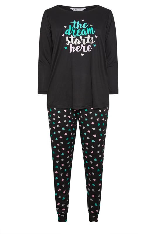 YOURS Curve Black 'Dream Starts Here' Soft Touch Pyjama Set | Yours Clothing 5