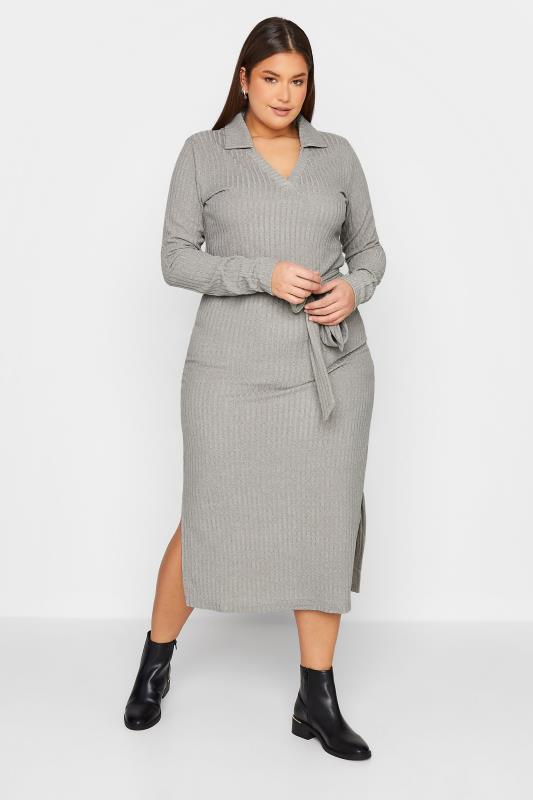 LTS Tall Women's Grey Belted Knitted Dress | Long Tall Sally 2