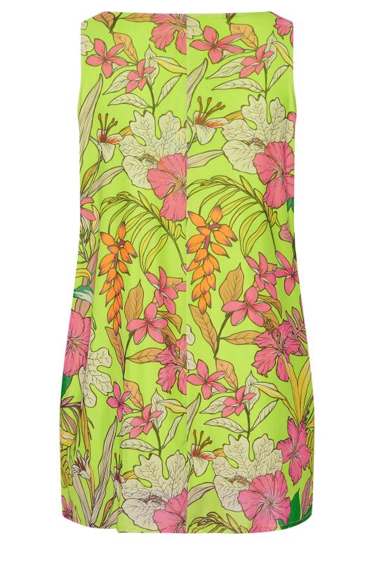 YOURS Curve Plus Size Green Floral Double Layer Vest Top | Yours Clothing  6