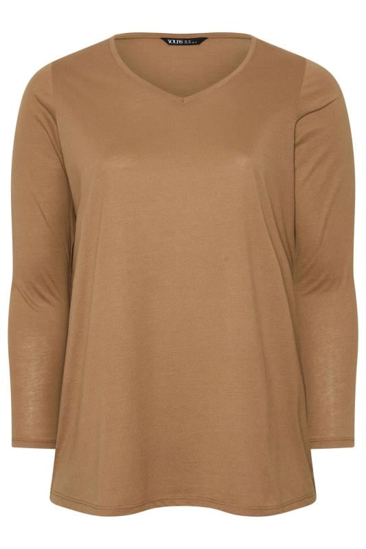 YOURS Plus Size Brown Core Long Sleeve T-Shirt | Yours Clothing  5