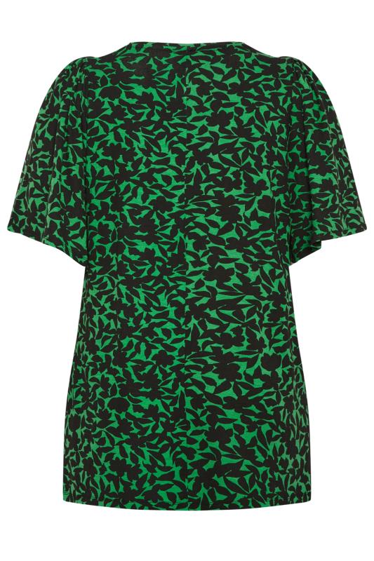 YOURS Plus Size Green Floral Print V-Neck T-Shirt | Yours Clothing 7