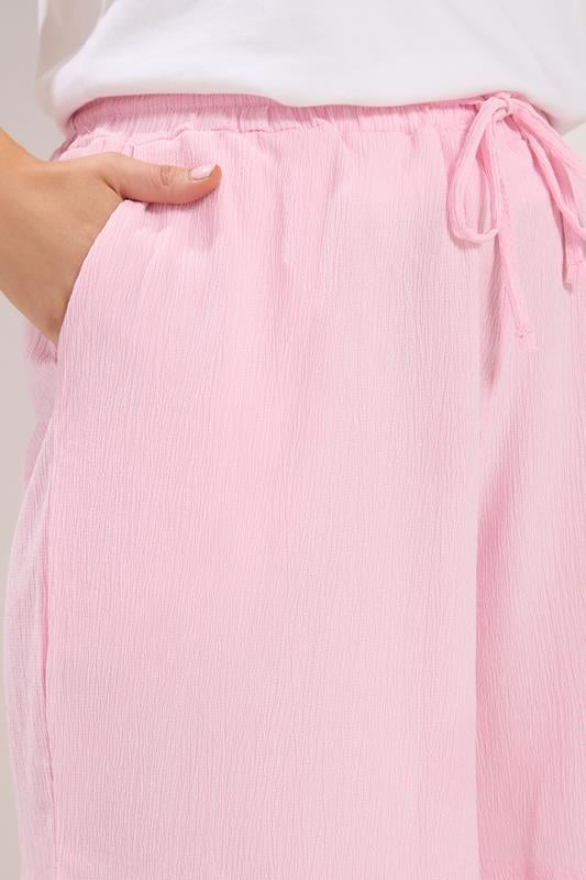 YOURS Plus Size Pink Crinkle Jersey Shorts | Yours Clothing 4