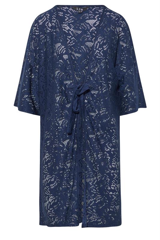 LTS Tall Women's Navy Blue Tie Front Broderie Kimono | Long Talll Sally 6