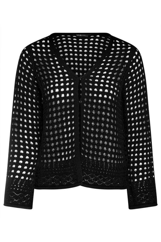 YOURS Curve Black Button Through Crochet Cardigan | Yours Clothing 5