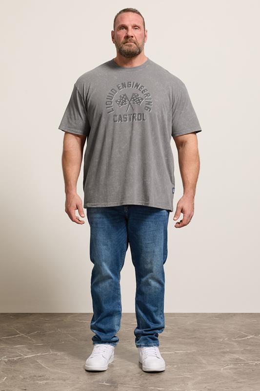 BadRhino Big & Tall Grey Acid Wash 'Castrol' Bike Graphic T-Shirt | BadRhino 1