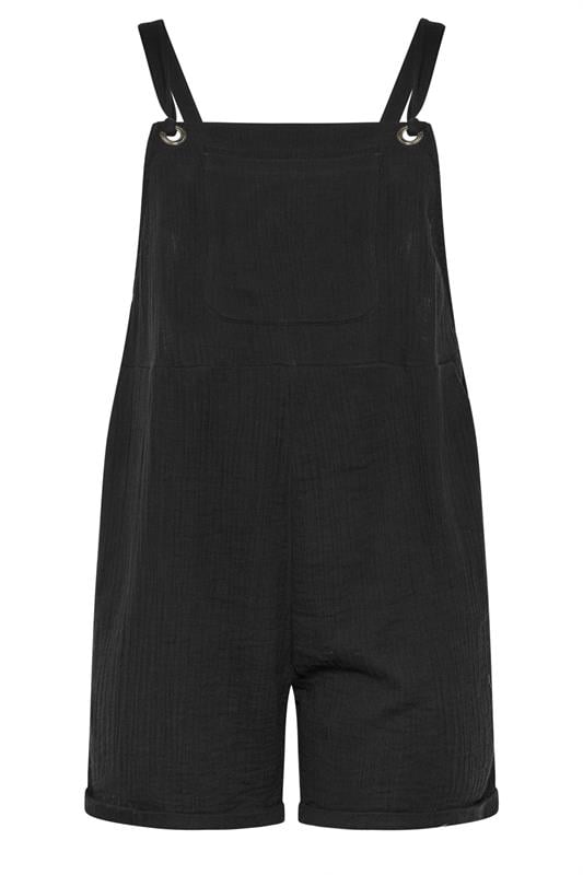 YOURS Plus Size Black Short Dungarees | Yours Clothing 5