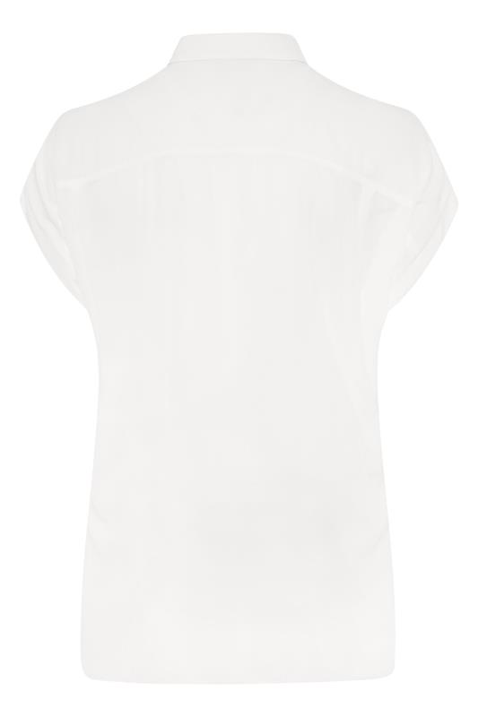 Curve White Short Grown On Sleeve Dipped Hem Shirt 6