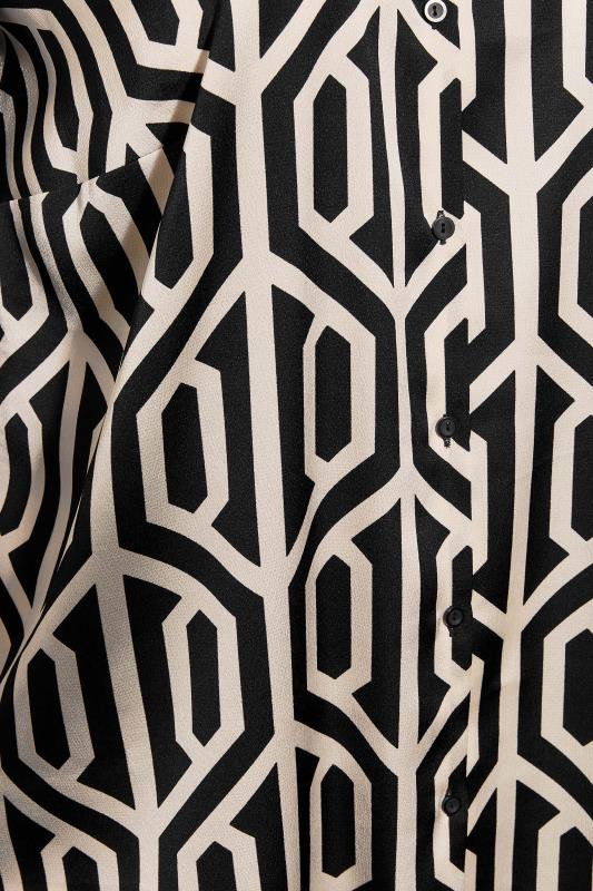 YOURS LONDON Plus Size Black & White Geometric Print Satin Shirt | Yours Clothing 5