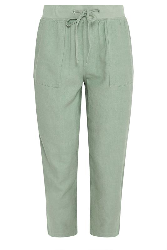 M&Co Sage Green Linen Cropped Trousers | M&Co 5