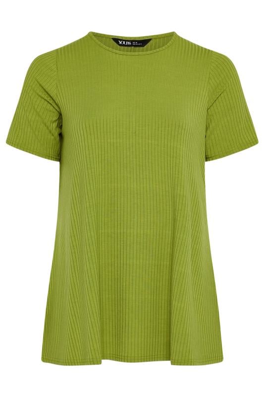 YOURS Plus Size Green Ribbed Short Sleeve T-Shirt | Yours Clothing 5