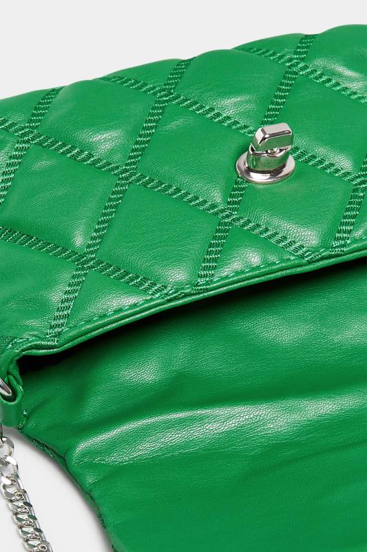 Green Quilted Diamante Strap Cross Body Bag | Yours Clothing 7