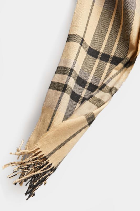 Beige Brown & Black Check Print Scarf | Yours Clothing 4