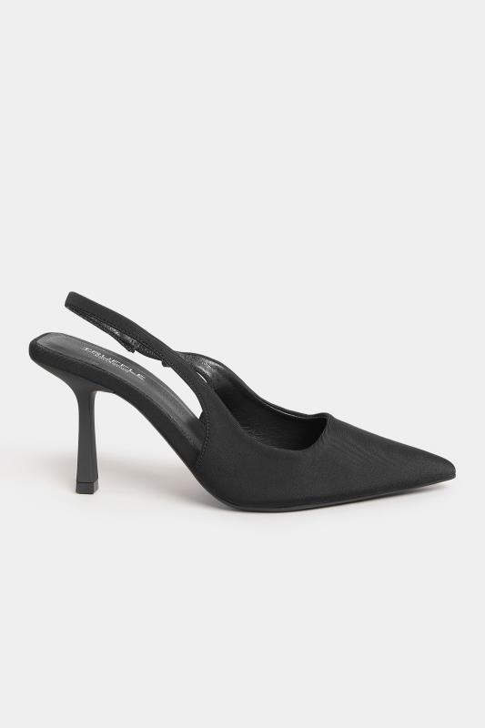 PixieGirl Black Pointed Toe Slingback Court Shoes In Standard D Fit 3