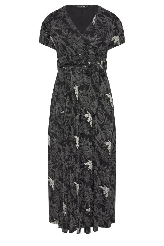 YOURS Plus Size Black Floral Print Wrap Maxi Dress | Yours Clothing 5