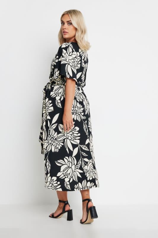 YOURS Plus Size Black Floral Print Textured Wrap Dress | Yours Clothing 3