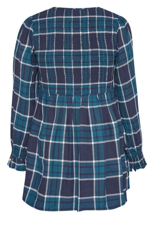 LIMITED COLLECTION Teal Check Balloon Sleeve Top_BK.jpg