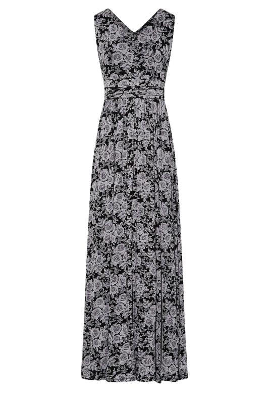 LTS Tall Black Floral Side Slit Maxi Dress 5