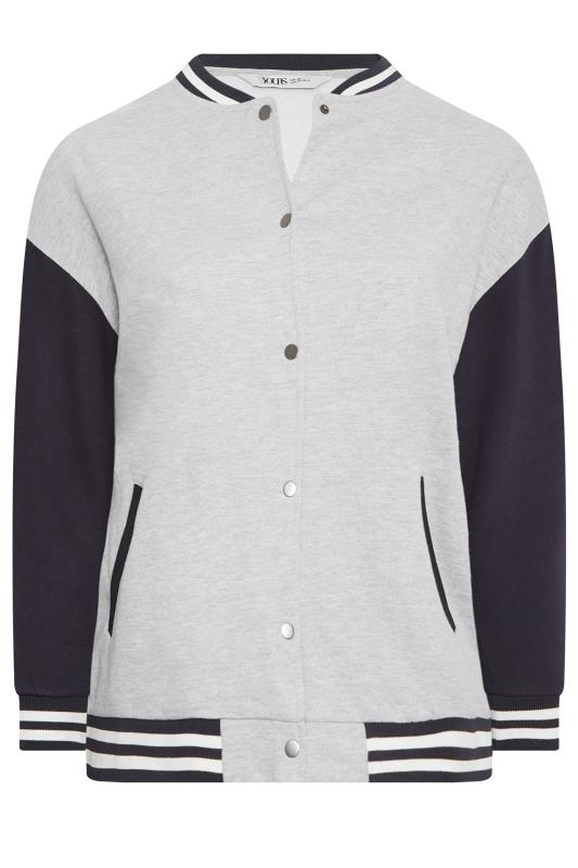 YOURS Plus Size Grey & Navy Blue Bomber Jacket | Yours Clothing 6