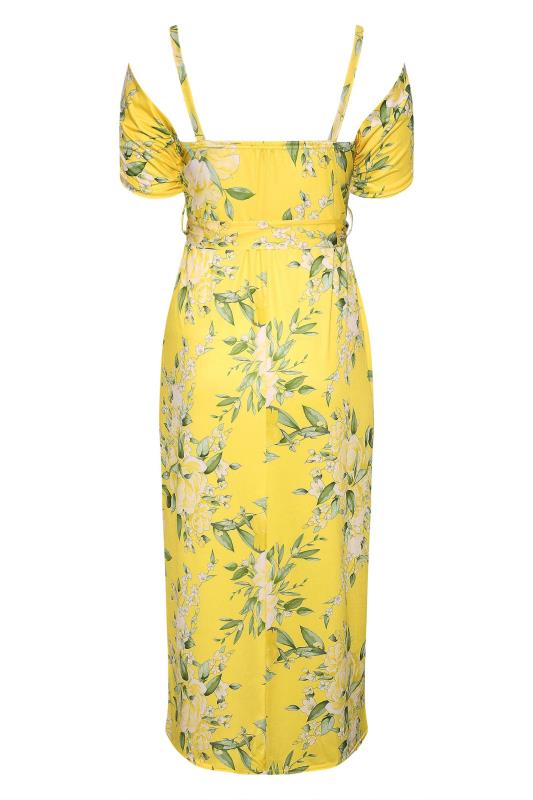 YOURS LONDON Plus Size Yellow Floral Cold Shoulder Maxi Dress | Yours Clothing 7