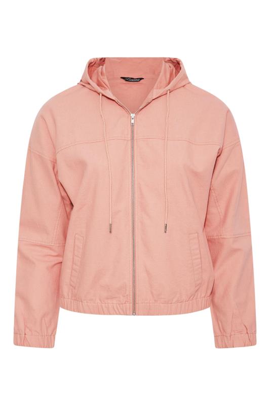LIMITED COLLECTION Curve Peach Orange Twill Bomber Jacket_F.jpg