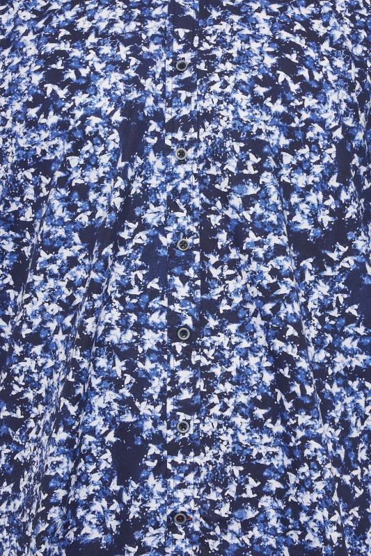 D555 Big & Tall Navy Blue Abstract Floral Print Long Sleeve Shirt| BadRhino 2