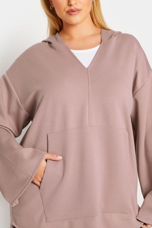 YOURS LUXURY Plus Size Pink V-Neck Jersey Hoodie | Yours Clothing 5