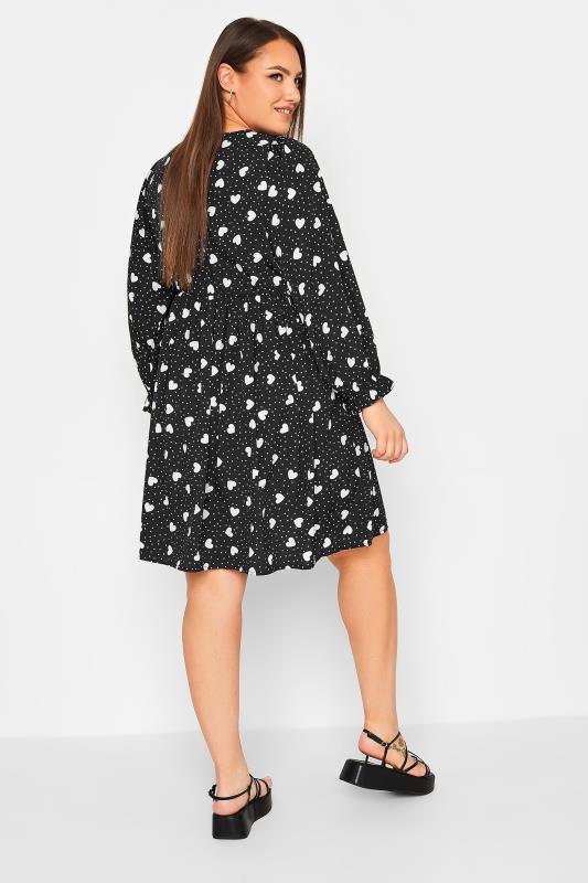 LIMITED COLLECTION Plus Size Black Heart Print Mini Dress | Yours Clothing  4