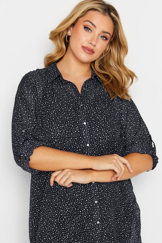 YOURS Plus Size Navy Blue Polka Dot Button Through Shirt | Yours Clothing 4