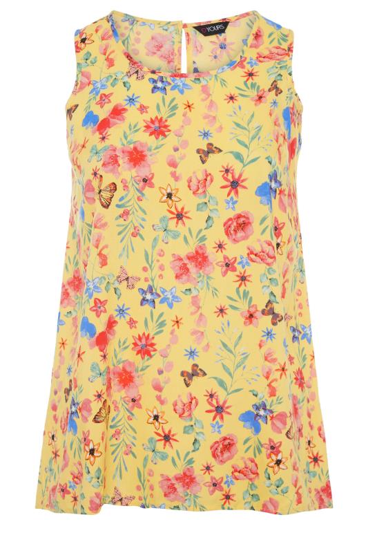 Curve Yellow Floral Print Sleeveless Top 5
