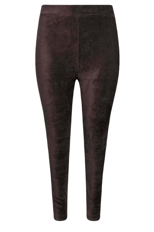 Plus Size Chocolate Brown Cord Leggings | Yours Clothing 4