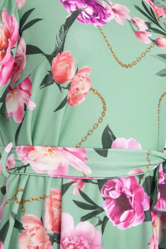 YOURS LONDON Curve Green Floral Chain Print Puff Sleeve Skater Dress_S.jpg