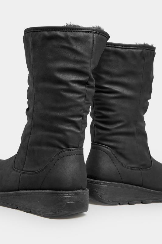 Black Fur Lined Calf Boots In Wide E Fit & Wide EEE Fit | Yours Clothing 4